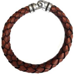 COPY - CATHERINE ZEDAH BROWN BRAIDED LEATHER WITH STERLING SILVER CLASP MENS BR…